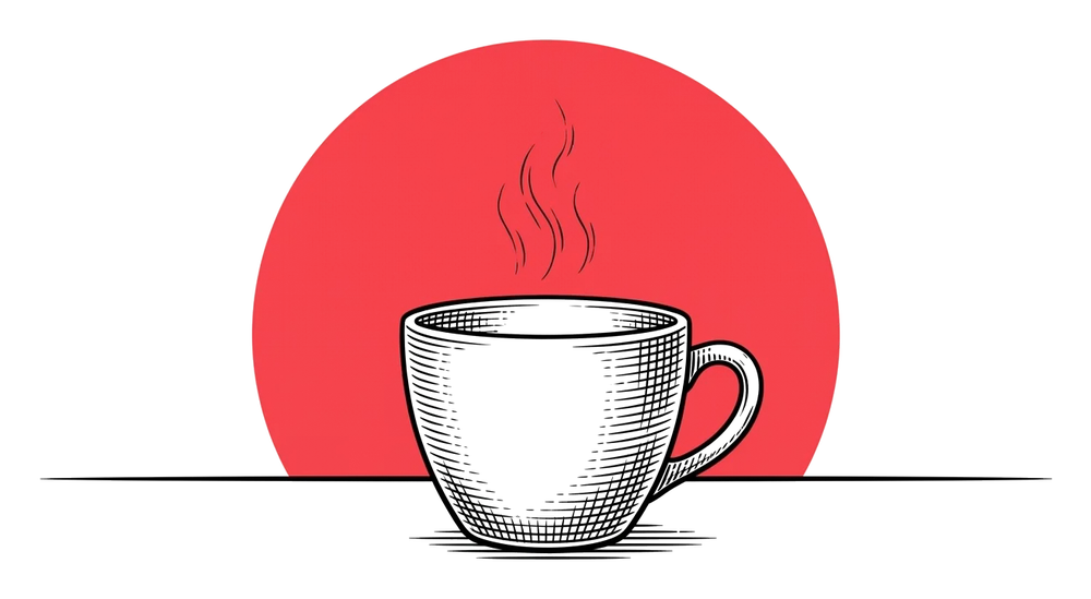 O cană de cafea și un caiet deschis, în lumina dimineții